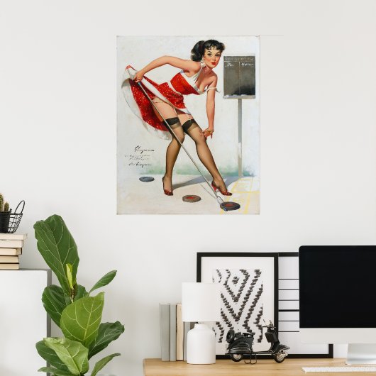 Shuffleboard-Button nach oben Poster (Heimbüro)