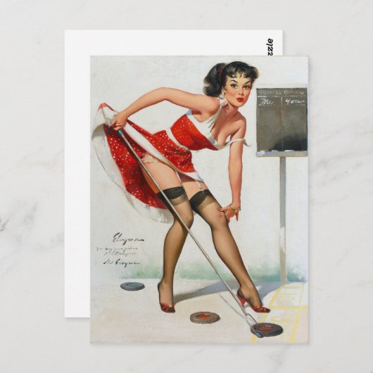 Shuffleboard-Button nach oben Postkarte (Vorne/Hinten)