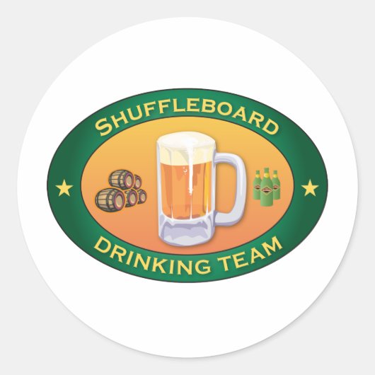 Shuffleboard Drink Team Runder Aufkleber (Vorderseite)