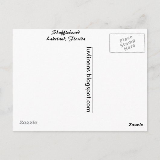 Shuffleboard, Lakeland, Florida Postkarte (Rückseite)