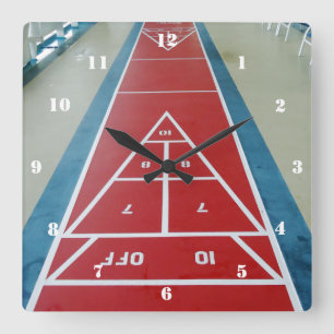 Shuffleboard Quadratische Wanduhr