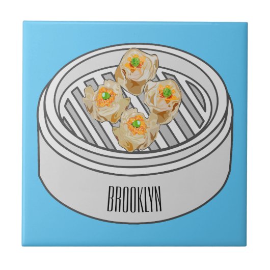 Shumai dim sum Cartoon Illustration Fliese (Vorderseite)