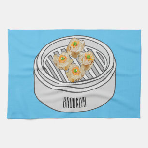 Shumai dim sum Cartoon Illustration Geschirrtuch