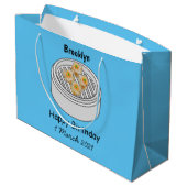 Shumai dim sum Cartoon Illustration Große Geschenktüte (Rückseite Schrägansicht)