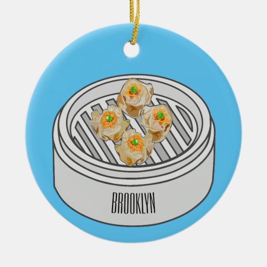 Shumai dim sum Cartoon Illustration Keramik Ornament (Vorne)
