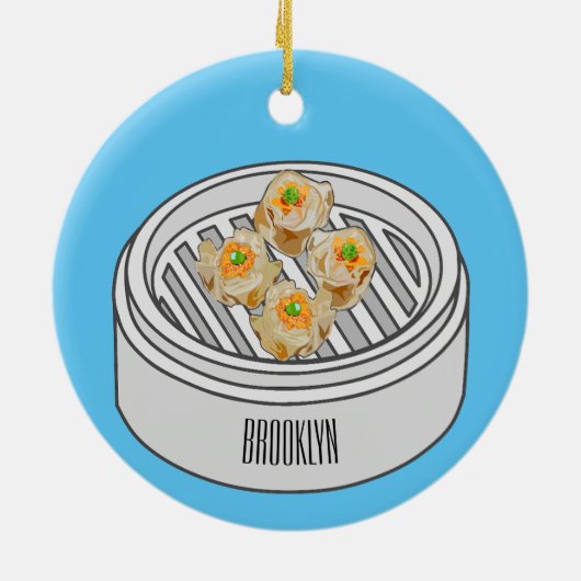 Shumai dim sum Cartoon Illustration Keramik Ornament (Hinten)