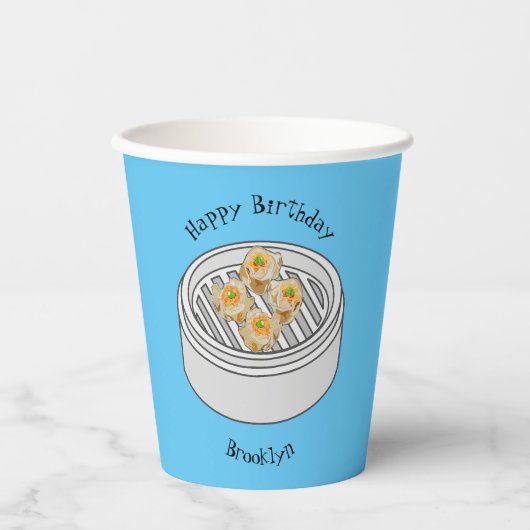 Shumai dim sum Cartoon Illustration Pappbecher (Vorderseite)