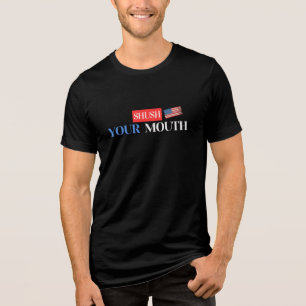 Shush Your Mouth - Anti-Trump USA Flag Design Tri-Blend Shirt