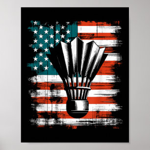 Shuttle American Flag - Patriotic Usa Badminton Lo Poster