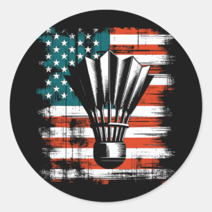 Shuttle American Flag - Patriotic Usa Badminton Lo Runder Aufkleber