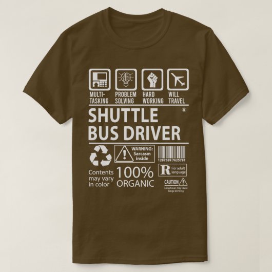 Shuttle Bus Treiber MultiTasking zertifizierte Job T-Shirt (Design vorne)