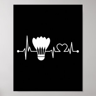 Shuttle Heartbeat Funny Badminton Player Geschenk Poster