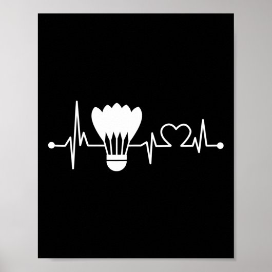 Shuttle Heartbeat Funny Badminton Player Geschenk Poster (Vorne)