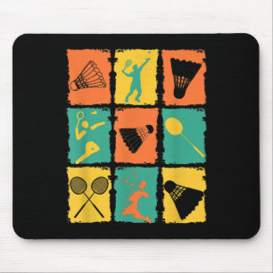 Shuttle Retro Vintag Badminton Player Badminton Mousepad