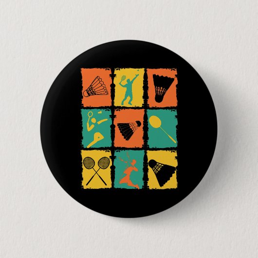 Shuttle Retro Vintag Dminton Player Dminton Button (Vorderseite)