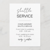 Shuttle Service Minimalistisch Moderne Hochzeitsfe Begleitkarte (Vorderseite)
