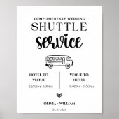 Shuttle Service Taxi Fahrer Hochzeitsfahrschein Poster (Vorne)