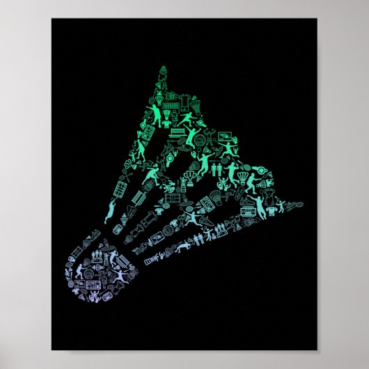 Shuttle Silhouette Dminton Player Shirt Mens Dmint Poster (Vorne)