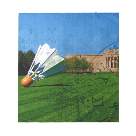 Shuttlecock auf dem Rasen Notizblock (Vorderseite)