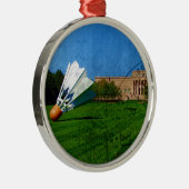 Shuttlecock auf dem Rasen Ornament Aus Metall (Rechts)