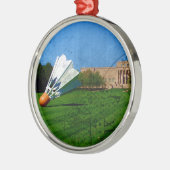 Shuttlecock auf dem Rasen Ornament Aus Metall (Links)