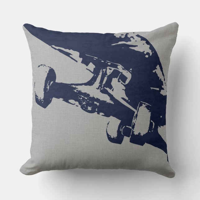 Shuvit Shove-It Skateboard Pillow Silver Navy Mari Kissen (Vorderseite)