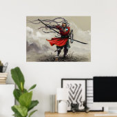 SHWANN: Der futuristische Samurai DJ Print Poster (Heimbüro)