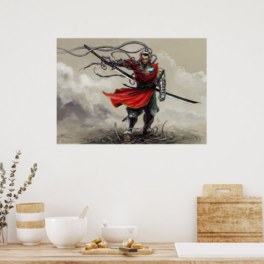 SHWANN: Der futuristische Samurai DJ Print Poster (Küche)