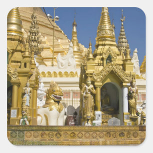 Shwedagon Pagoda (Paya), großer Tempelplatz, der Quadratischer Aufkleber