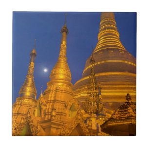 Shwedagon-Pagode bei Nacht, Myanmar Fliese