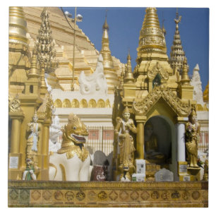 Shwedagon-Pagode (Paya), große Tempelanlage, die Fliese