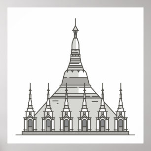 Shwedagon Pagoden-WeltSehenswürdigkeiten Poster