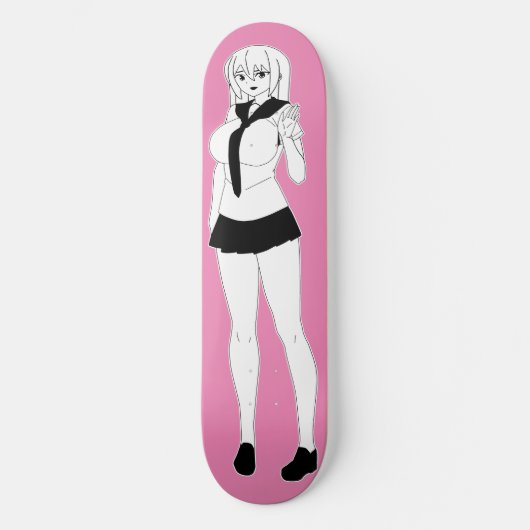 Shy Anime School Girl Skateboard Deck (Vorderseite)