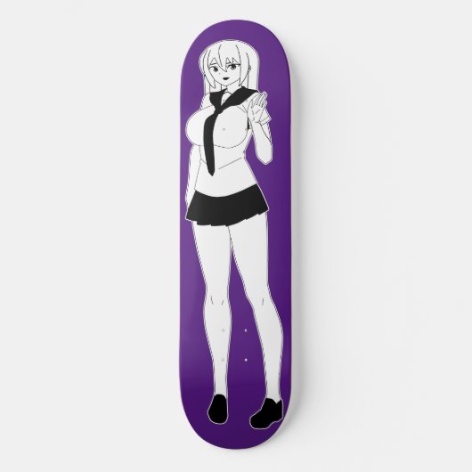 Shy Anime School Girl Skateboard Deck (Vorderseite)