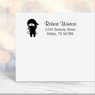 Shy Blushing Ninja Holding Origami Herzadresse Permastempel