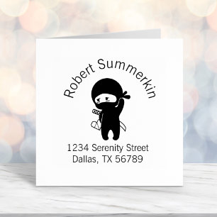 Shy Blushing Ninja Holding Origami Herzadresse Permastempel