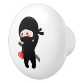 Shy Blushing Ninja Holding Origami Paper Heart Keramikknauf (Rechts)