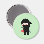 Shy Blushing Ninja Holding Origami Paper Heart Magnet (Vorderseite/Rückseite)