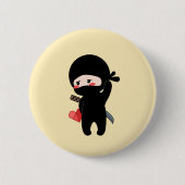 Shy Blushing Ninja Origami Paper Heart Yellow Button (Vorderseite)