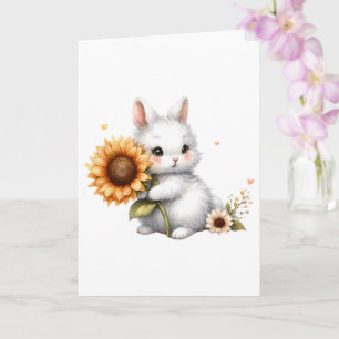 Shy Bunny mit Sonnenblume All-Occasion Gruß Karte