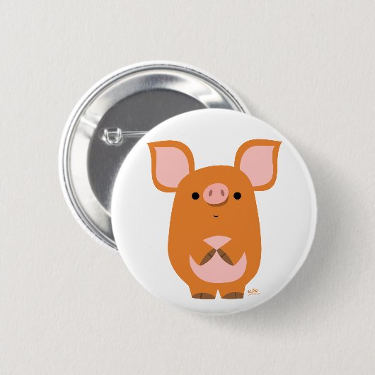 Shy Cartoon Pig Taste Abzeichen Button (Vorne & Hinten)