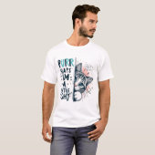 Shy Cat Peeking Illustration T-Shirt (Vorne ganz)