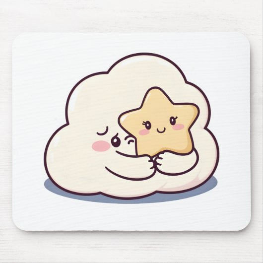 Shy Cloud umarmt einen Stern - Dreamy Niedlich Sky Mousepad (Vorne)