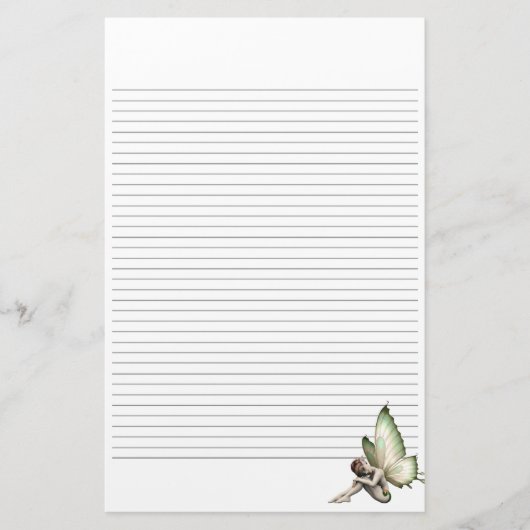 Shy Fairy Lined Stationery Briefpapier (Vorderseite)