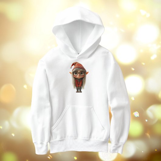 Shy Girl Christmas Elf Boy's Hoodie