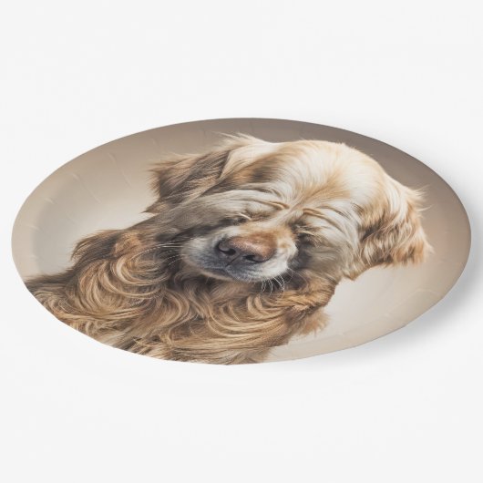 Shy Golden Retriever Pappteller (Schrägansicht)