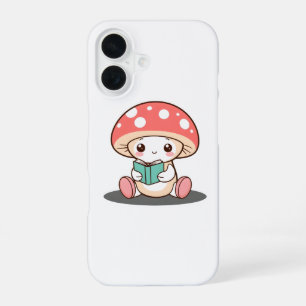 Shy Mushroom hält ein Buch iPhone 16 Hülle