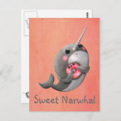 Shy Narwhal mit Donut Postkarte (Vorne/Hinten)