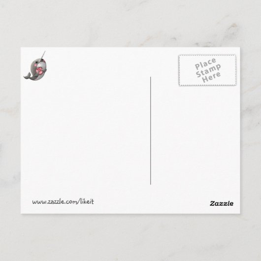 Shy Narwhal mit Donut Postkarte (Rückseite)