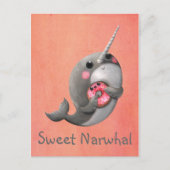 Shy Narwhal mit Donut Postkarte (Vorderseite)
